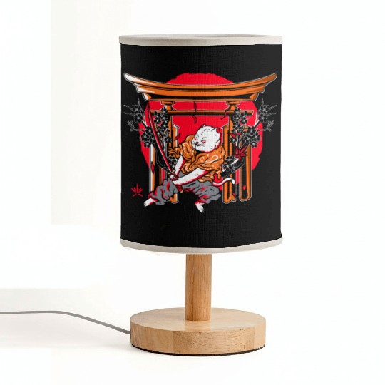 Kanji Japan Katana Ninja Cat Samurai Fabric Lamps