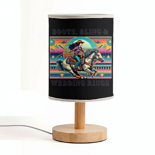 Retro 80's Cowgirl Rodeo | Boots, Bling, & Rings Fabric Lamps