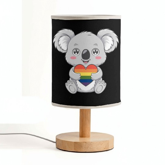 Cute Koala Holding Rainbow Heart LGTBQ Pride Fabric Lamps