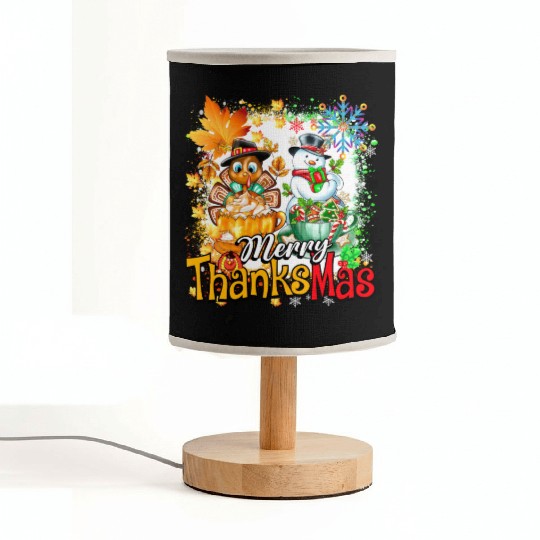 Merry Thanksmas Turkey Snowman Coffee latte cup Fabric Lamps