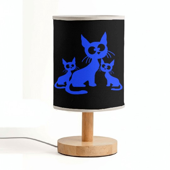Crazy Cats Family Mom Dad 2 Small Cute Kids Babies Fabric Lamps