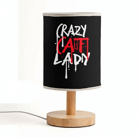 Crazy Cat Lady Text Love Saying Quote Weird Woman Fabric Lamps