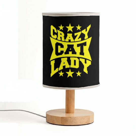 Crazy Cat Lady Text Love Saying Quote Weird Woman Fabric Lamps