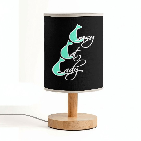 Crazy Cat Lady Text Love Saying Quote Weird Woman Fabric Lamps