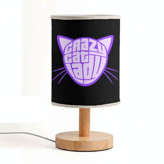 Crazy Cat Lady Text Love Saying Quote Weird Woman Fabric Lamps
