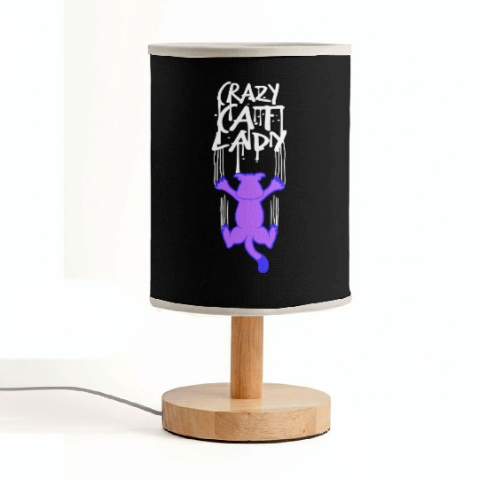 Crazy Cat Lady Text Love Saying Quote Weird Woman Fabric Lamps