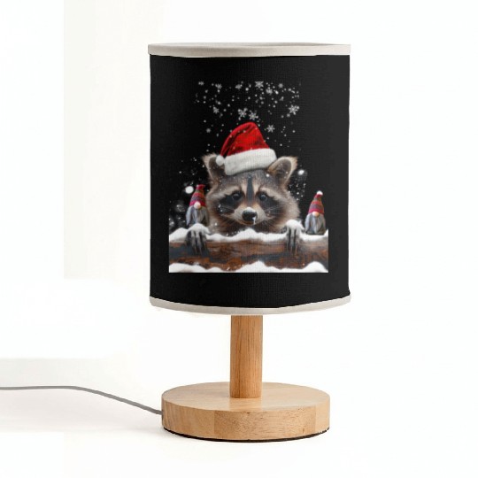 Raccoon Raccoon And Christmas Gnomes Man Woman Fabric Lamps