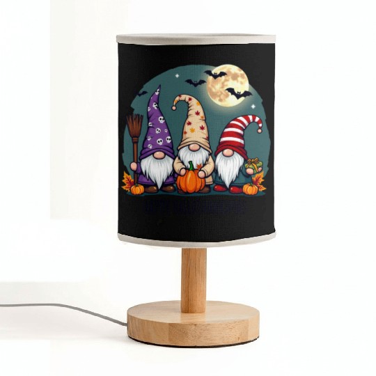 Happy Hallothanksmas Gnomes Celebration with Bats Fabric Lamps