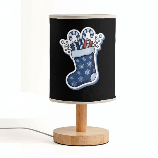 Christmas Stocking Candy Canes Blue And White Fabric Lamps