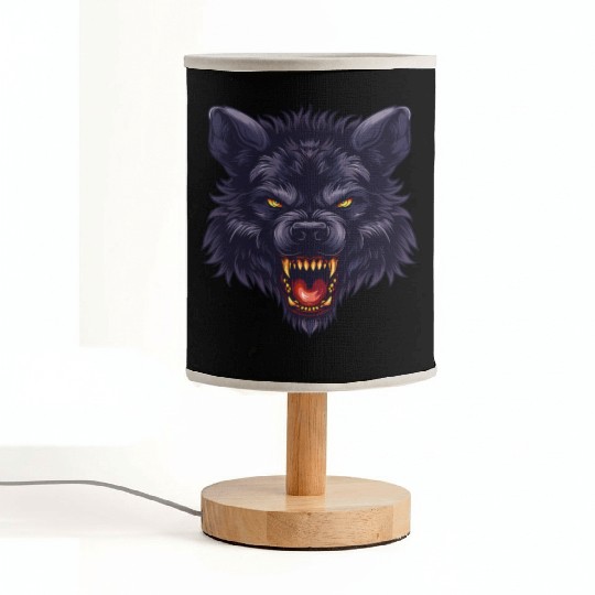 dark wolf face Fabric Lamps