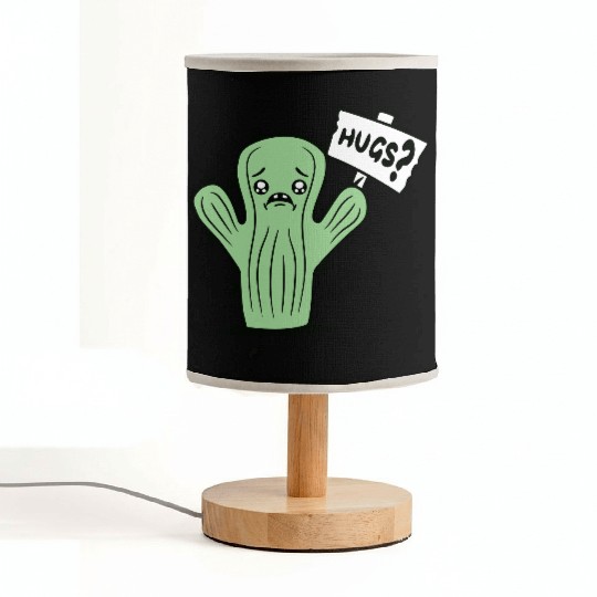 Funny Cactus Sad Face Hugs Sign Lonely Cry Comic Fabric Lamps