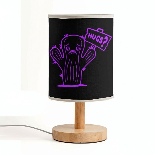 Funny Cactus Sad Face Hugs Sign Lonely Cry Comic Fabric Lamps