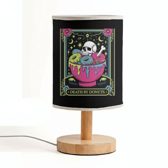 Death by Donuts Tarot Card skull gothic bowl funny Fabric Lamps
