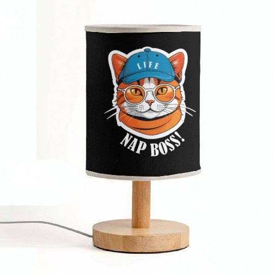 Cat Nap Boss with Cap and Sunglasses Fabric Lamps