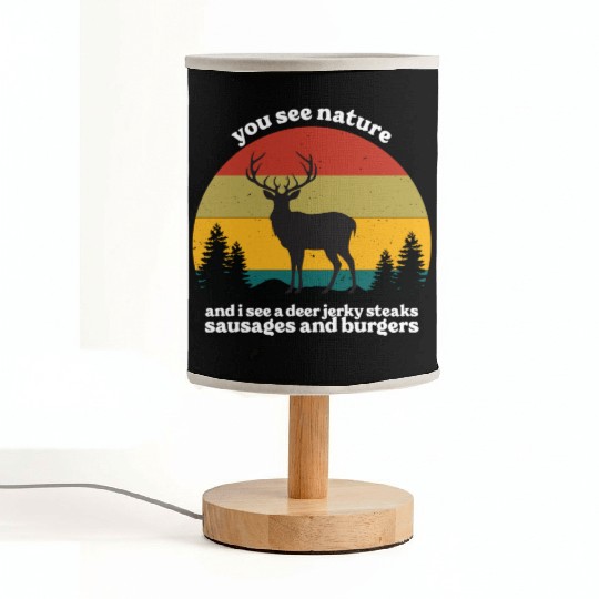Funny Deer Hunting Nature Meat Lovers Retro Fabric Lamps