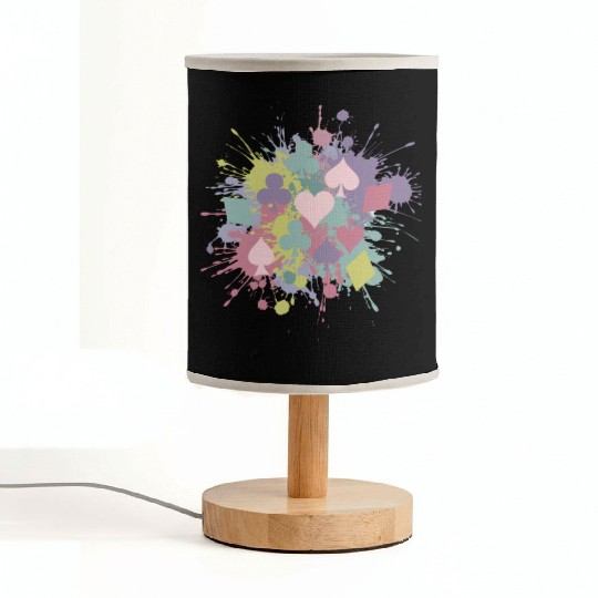 Paint Splatter Playing Card Suits Design Fabric Lamps