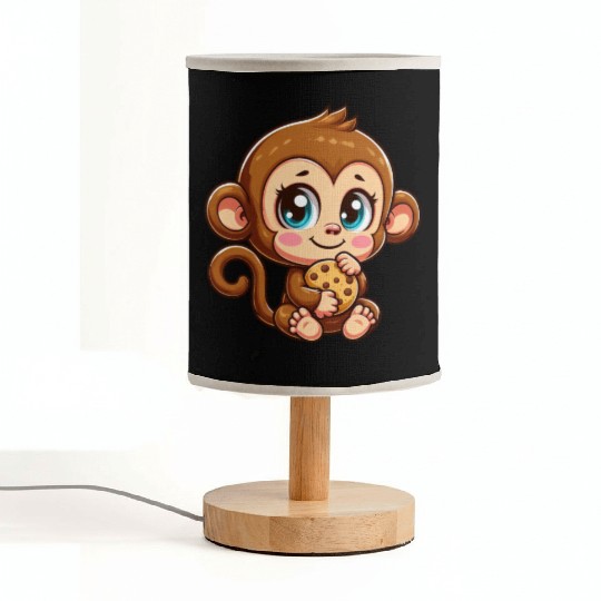 Cute Monkey Chimpanzee eating cookies cartoon Fabric Lamps