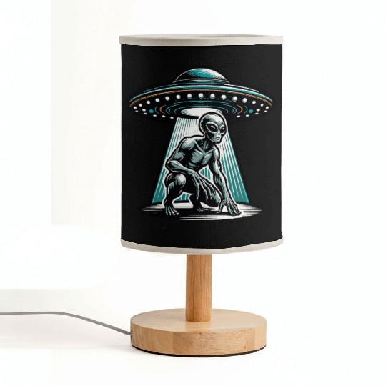 Grey alien UFO Fabric Lamps