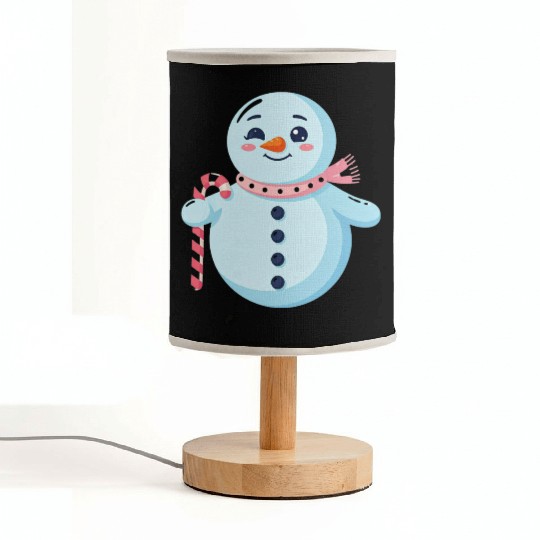 Whimsical Snowman with Candy Cane Fabric Lamps
