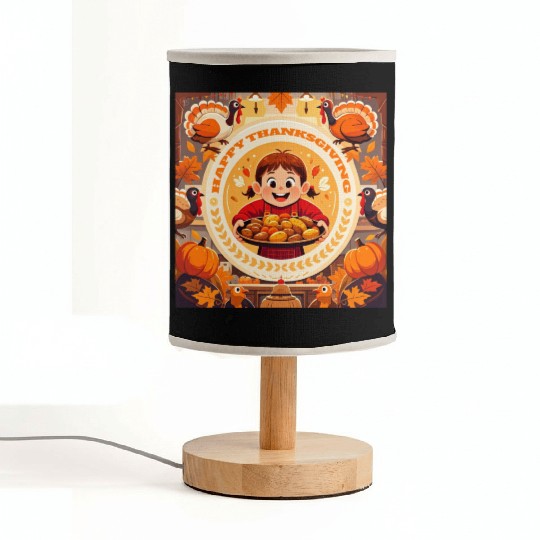 child celebrate Happy Thanksgiving Roasted Potato Fabric Lamps