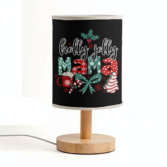 Holly Jolly Mama Coquette Bow Christmas Fabric Lamps