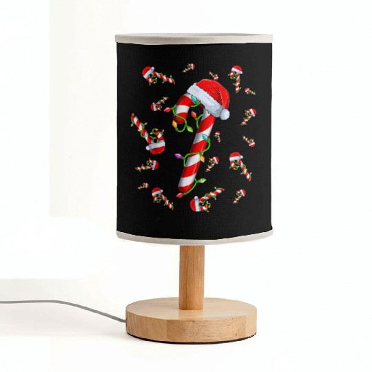 Candy Cane Merry and Bright Red and White Candy Fabric Lamps