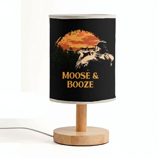 Moose and Booze Deer Hunting Elk Hunter Drinking B Fabric Lamps