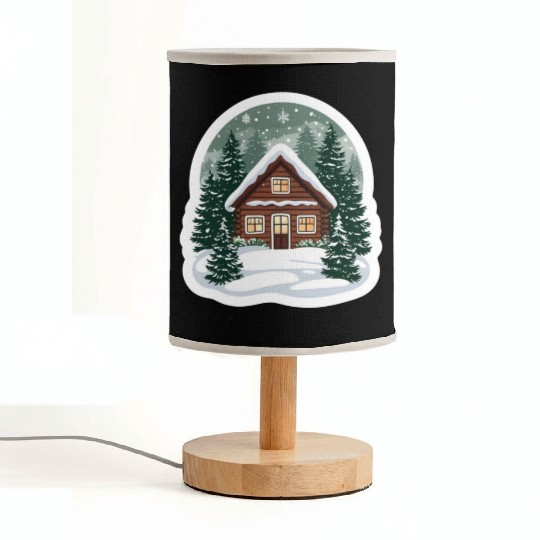 Cozy Cabin in Winter Wonderland Fabric Lamps