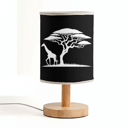 Giraffe And Silhouette African Nature Fabric Lamps