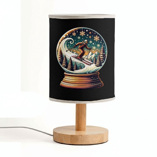 Snow Globe Skiing Adventure Fantasy Fabric Lamps