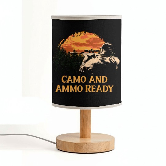 Camo and Ammo Ready Hunting Shotgun Hunter Shootin Fabric Lamps