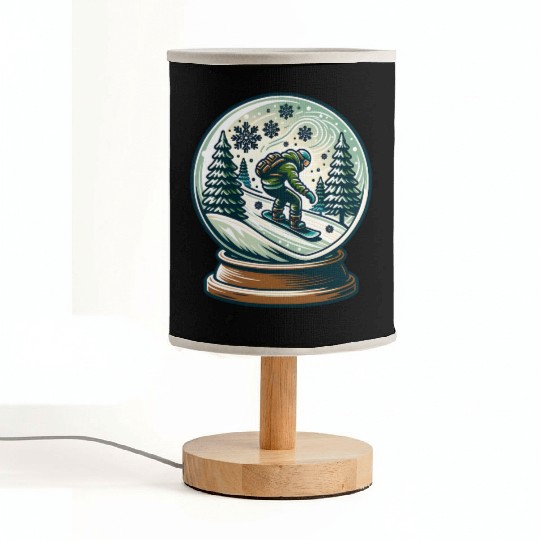 Snowboarding Adventure in Winter Wonderland Fabric Lamps