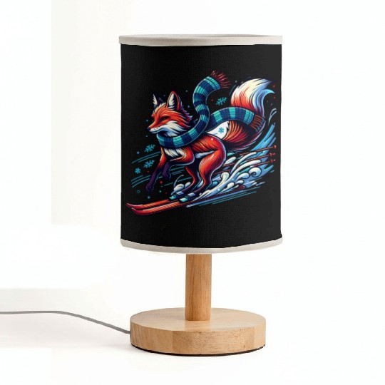 Fox Skiing Adventure in Winter Wonderland Fabric Lamps