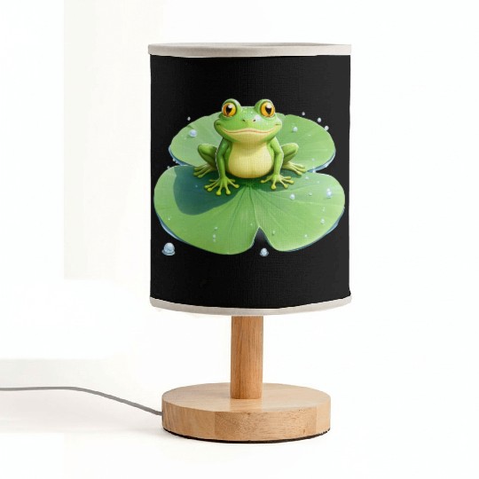 Cheerful Frog on Lily Pad Fabric Lamps