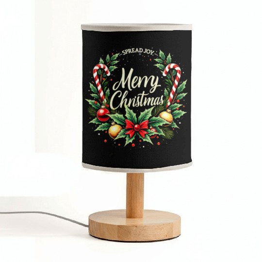 Spread Joy - Festive Merry Christmas Wreath Fabric Lamps