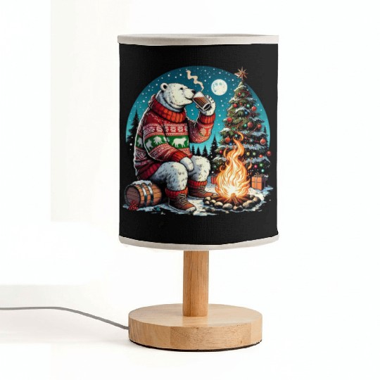 Cozy Christmas Polar Bear: Eggnog & Fireside Cheer Fabric Lamps