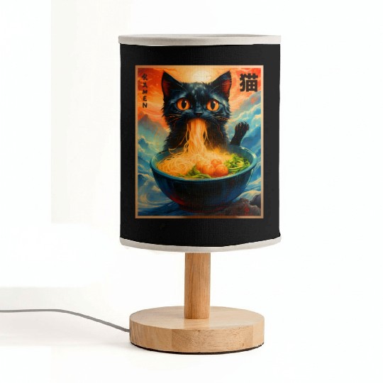 Cat Ramen Japanese Kawaii Cat Anime Funny Ramen Ca Fabric Lamps