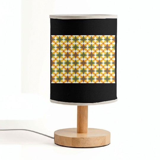 A colorful mixture of yellow green brown orange Fabric Lamps