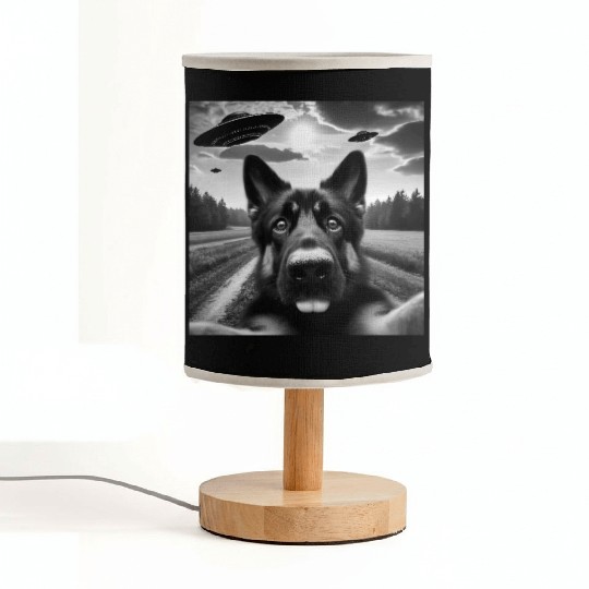 German2 Shepherd Funny GSP Selfie with UFOs Weird Fabric Lamps