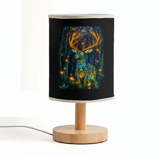 Luminous Deer in Twilight Grove Fabric Lamps