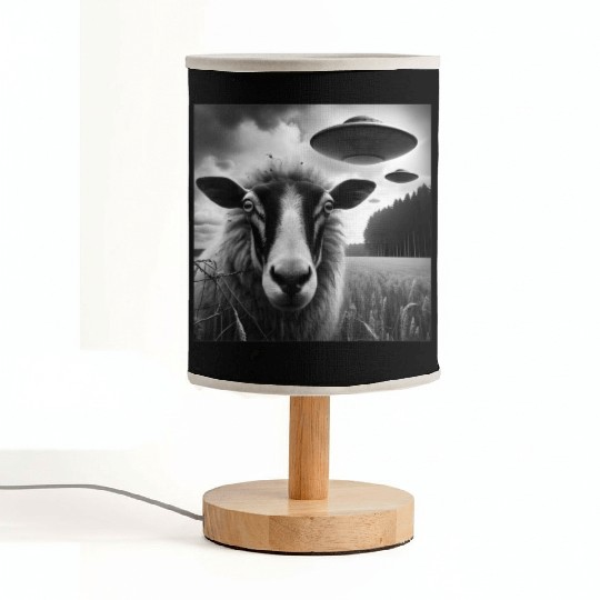 Sheep ram2, lamb Funny Graphic Selfie with UFOs We Fabric Lamps