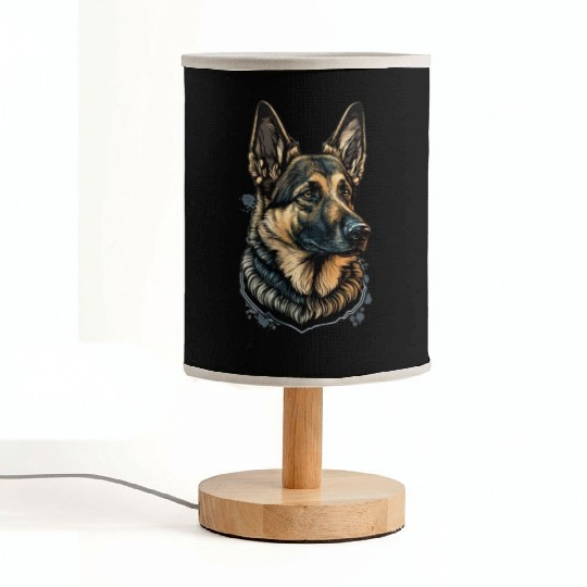 German Shepherd Dog Fierce Face Fabric Lamps