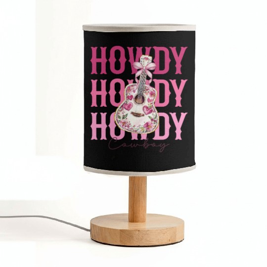 Howdy Howdy Cowboy Pink Guitar Fabric Lamps