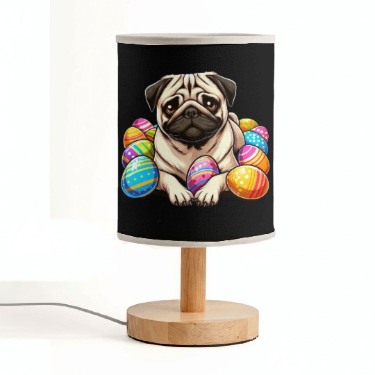 Cute Pug Easter Egg Cartoon Relax Chill Fabric Lamps