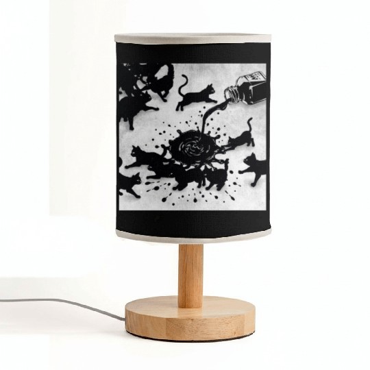 Spilled ink bottle pours black cats Fabric Lamps
