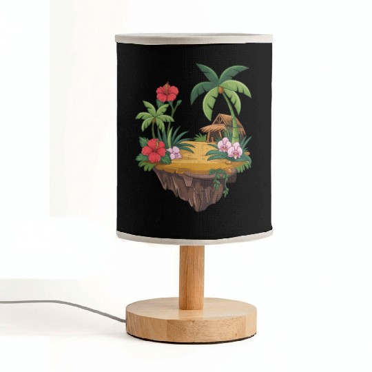 Tropical Island Hut Hibiscus and Orchids Fabric Lamps