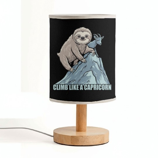 Climb Like A Capricorn Zodiac Sloth Adventure Fabric Lamps