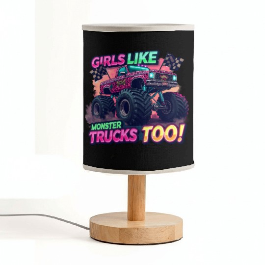 Girls Love Monster Trucks Design Fabric Lamps