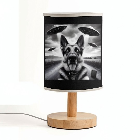 German shepherd Gsp Funny Graphic Selfie UFOs Weir Fabric Lamps