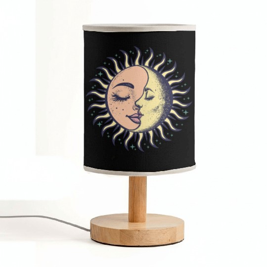 Boho Sun Moon Spirituality Sun Face Fabric Lamps